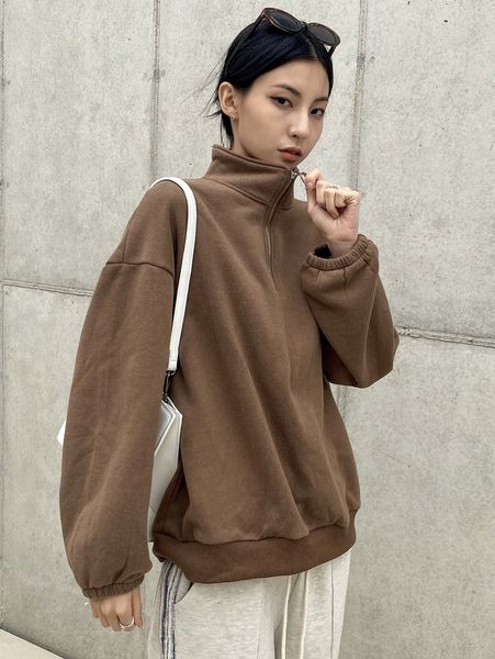 

dazy half zipper drop shoulder thermal pullover o4kq#, White;black