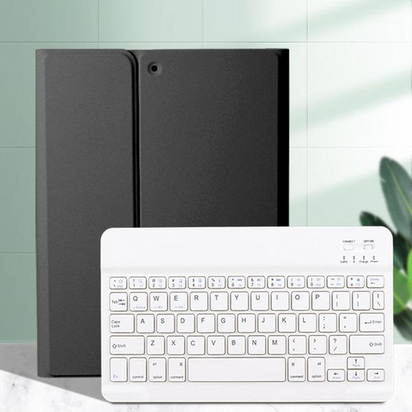 

tablet case portable mini wireless bluetooth keyboard + pu leather magnetic adsorption keyboard case cover removable1