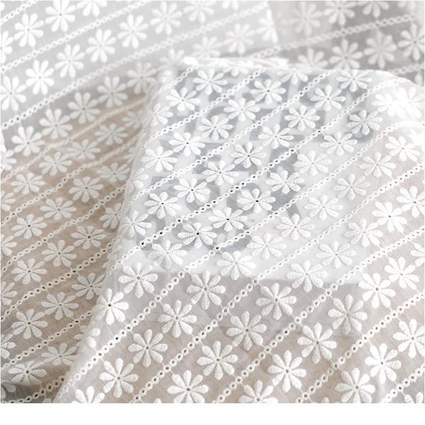 

white embroidered fabric 130cm width 1m/lot lace fabric for dress tshirt sewing craft access sqcnqx