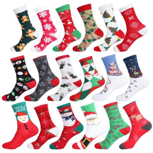 

2020 autumn winter christmas socks christmas tree snow elk gift cotton happy socks peonfly new men new year santa claus, Black