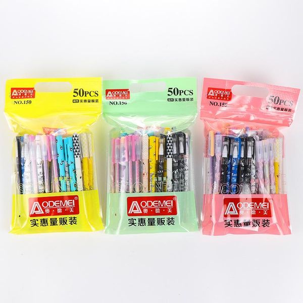 

50 шт лот kawaii гелевые ручки 10 цветных чернил шариковая ручка шариковая 0.38mm канцелярские школа поставка lapices escolar zxb40 bbydof