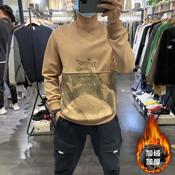 

2021 male winter shirt with stuffed strapped student elegant pullover sleeve i735, Black