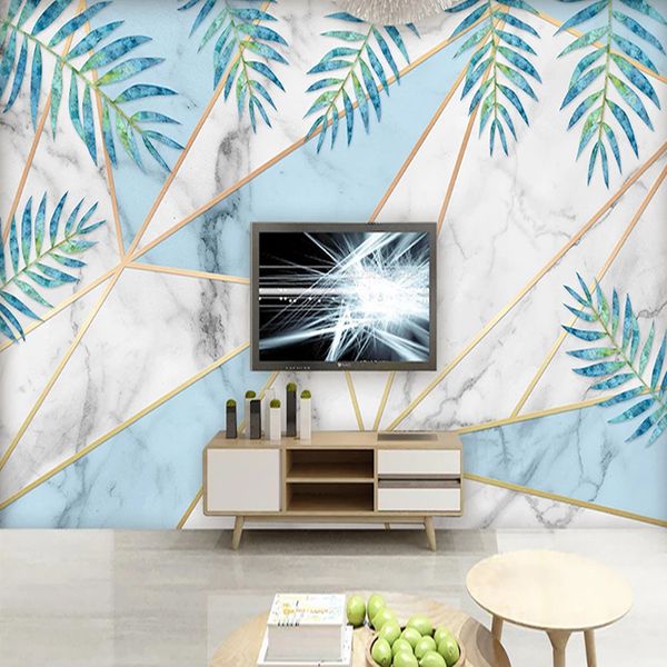 Carta da parati fotografica personalizzata Decorazioni per la casa 3D Geometrica Marmo TV Sfondo Pittura murale Modern Living Room Decoration Murales