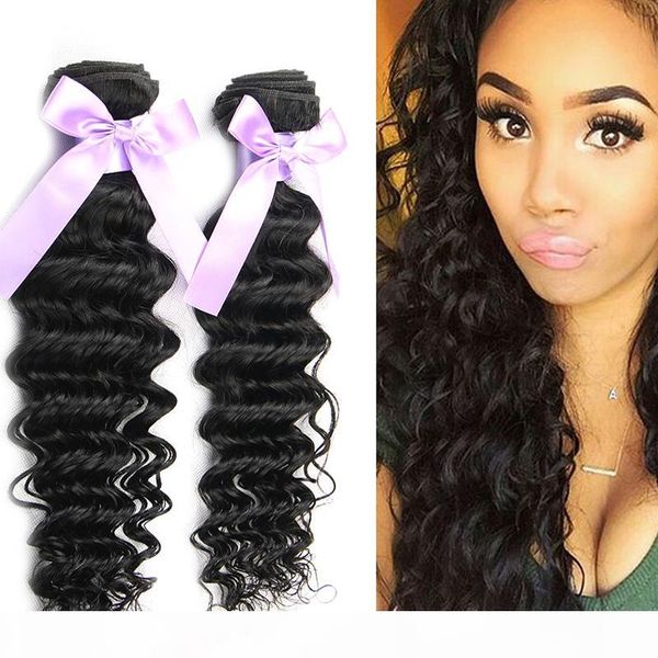 

3 4pcs lot brazilian deep wave virgin hair unprocessed brazilian human hair weave virgin brazilian deep curly hair bundle no shed no tangle, Black