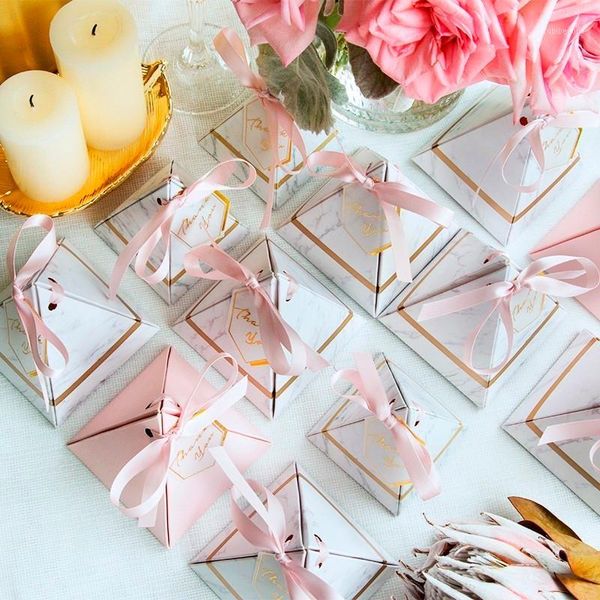 

gift wrap beauty triangular pyramid marble candy box wedding favors and gifts boxes chocolate giveaways party supplies1