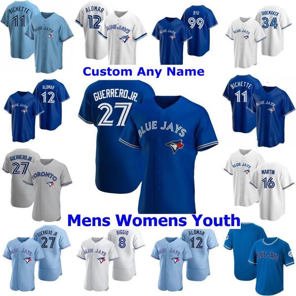 

Toronto 2021 Men Women kids Blue Jays Baseball jersey Bo Bichette Vladimir Guerrero Jr. Cavan Biggio Hyun-Jin Ryu Yamaguchi Randal Grichuk D, Blue;black