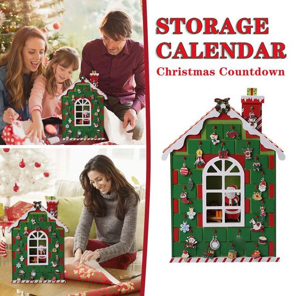 

wooden christmas small house decorations christmas countdown calendar box