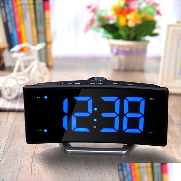 

arc radio projection alarm clock desk large led mirror display electronic digital luminous table clocks usb jllmih comb2010