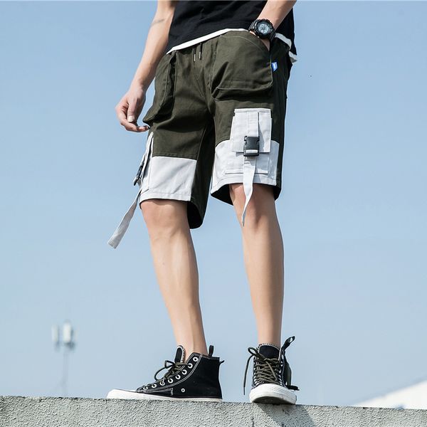 

tooling shorts brand loose men's leisure sports 5% cotton pants summer trendy men, White;black