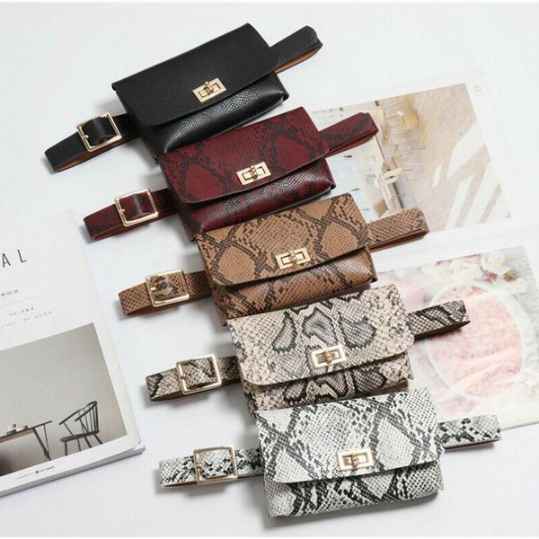 

2019 fashion women serpentine pattern fanny pack belt bag travel bum bag small purse chest1