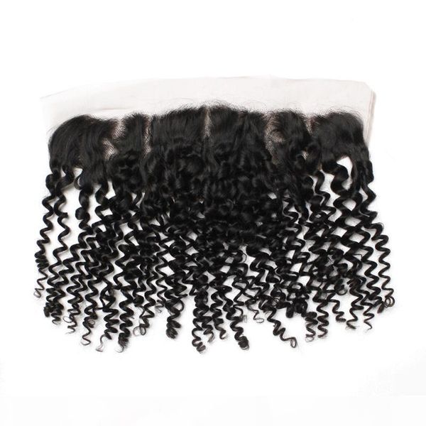 

brazilian virgin human hair lace frontal closures peruvian remy hair afro curly wavy lace frontals 13*4 1b part 8"-20" s, Black