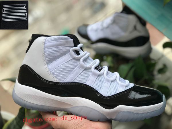 

11s quality 2020 new xi concord high 45 11 men basketball women cap gown prm heiress gym red chicago tint space jams sports shoes, Black