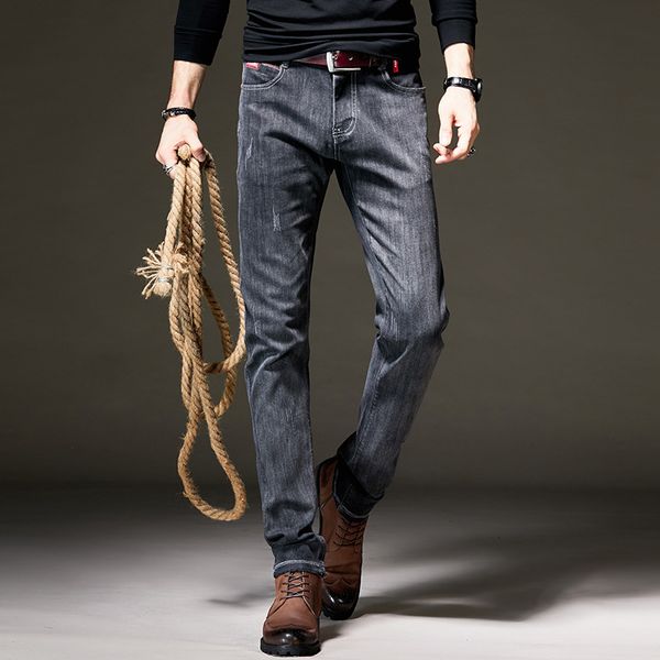 

grey jeans fashion casual stretch korean trend slim men's pants, Blue