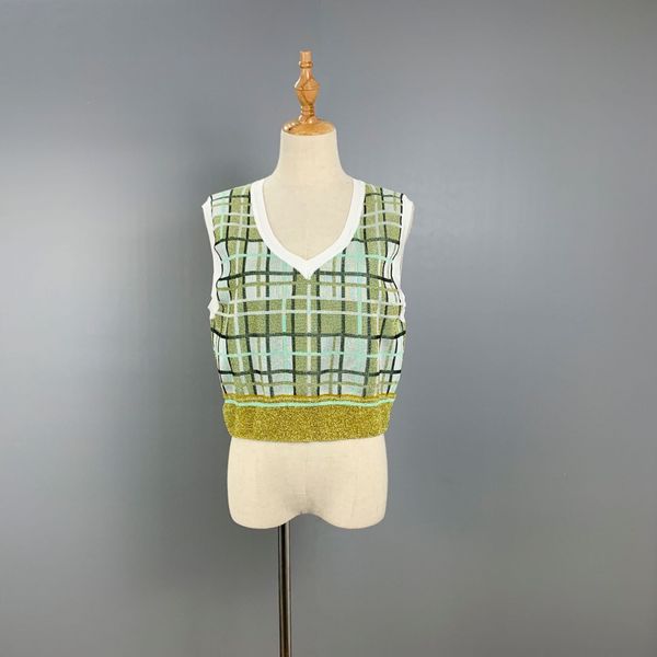 

running bar yang vestying baby creation camp 2020 mans same style plaid vest summer new v-neck vest knitted n4p79, White;black