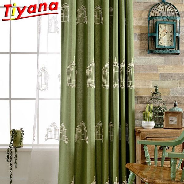 

bird embroidery yarn white tulle curtains for kids' room bedroom semi-blackout rings hook 260 cm high art wp008 *301