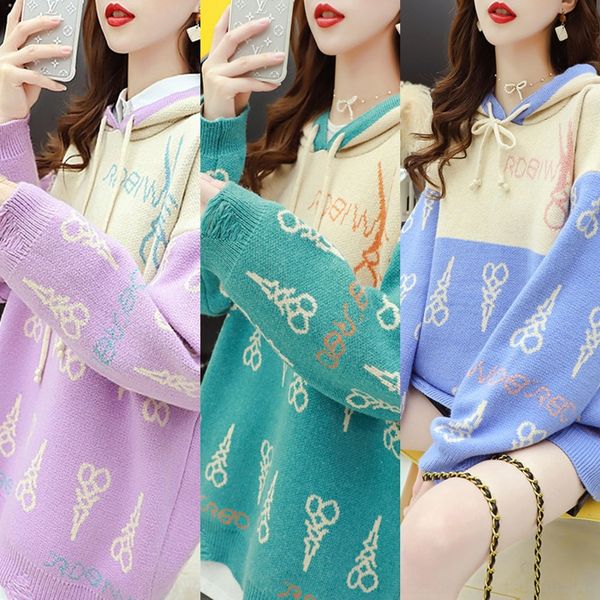 

e1s06 hooded jacketwomen's loose jacketwomen's sweatert-shirt autumn hooded new style young 2020 sweater loose letters letters swe, White;black