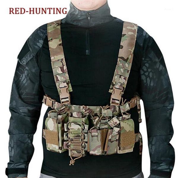 

hunting jackets 2021 ly carrier chest vest tactical rig light weight molle pouch holder for m4 m161, Camo;black