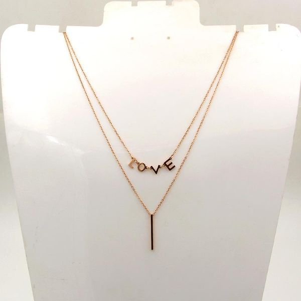 

new fashion double i love letter titanium steel plated gold necklace tide girl wild rose gold necklace jewelry, Silver