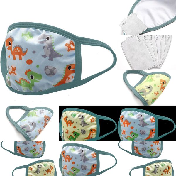 

designer face kids pure breathable baby children's dustproof cotton washable soft printed dinosaur filter masks 3 ndsfb