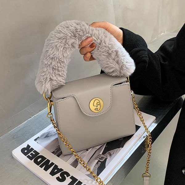 

c faux fur small shoulder bags women 2021 winter trend handbags women's trending designer trending hand bag