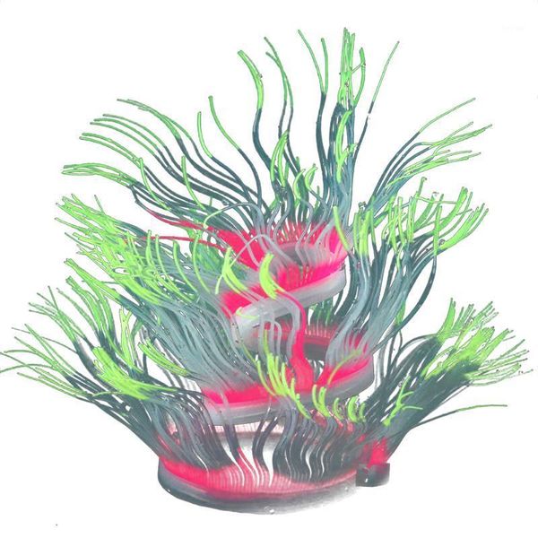 

decorations non toxic sea anemone ornament glowing in light soft silicone flexible background simulation plant accessory aquarium decoration