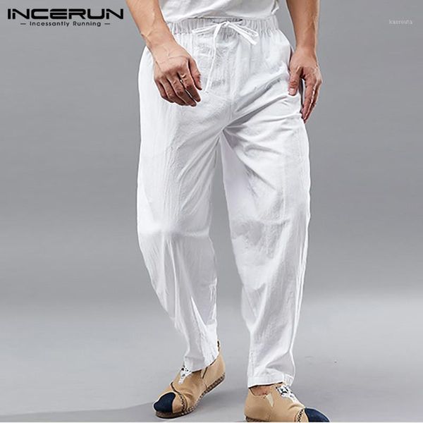 

man drawstring baggy harem pantalones hombre joggers incerun fashion solid color pants men vintage loose casual cotton trousers71, Black