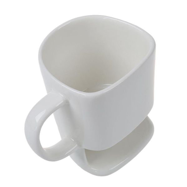 Caffè bianco Tè Biscotti Latte Dessert Tazza Tazza da tè Tasche laterali per biscotti Supporto per Home Office Tazza in ceramica SEA T3I51677