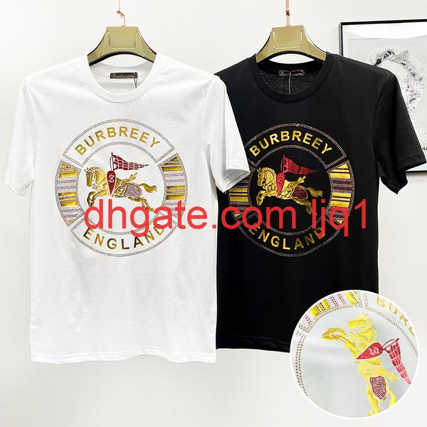 

men's short sleeve men's b home colorful gold silk cotton tshirt2021 european t-shirt men's fashion brand, White;black