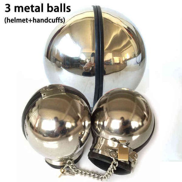 NXY Sex Erwachsene Spielzeug Spiel Edelstahl Bondage Set Metall Ball Hand Manschette Halsband Slave Bdsm Fesseln Spielzeug für Paare Handschellen1216