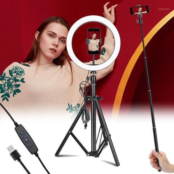 

flash heads 6''10''12'' selfie led ring light with 2in1 tripod phone holder for live streaming youtube dimmabl