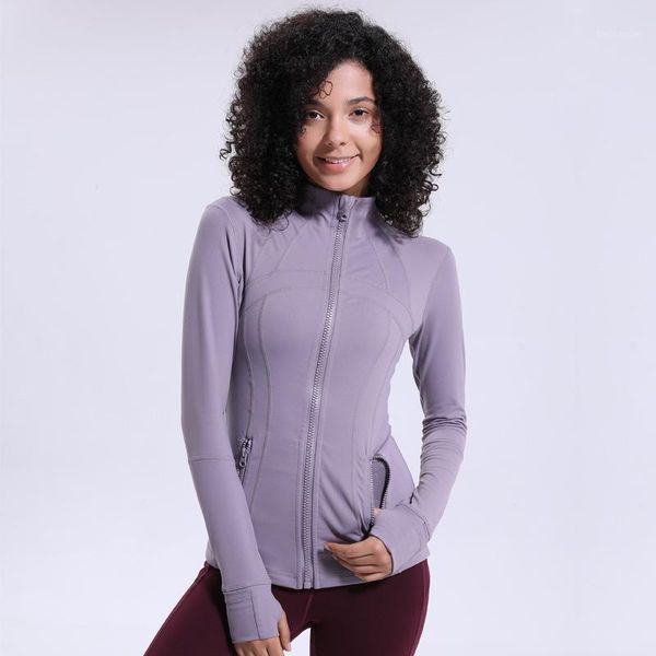 

collar up jacket for women fitness yoga shirt long sleeve zip workout gym activewear sport running coats training clothes1, White;red