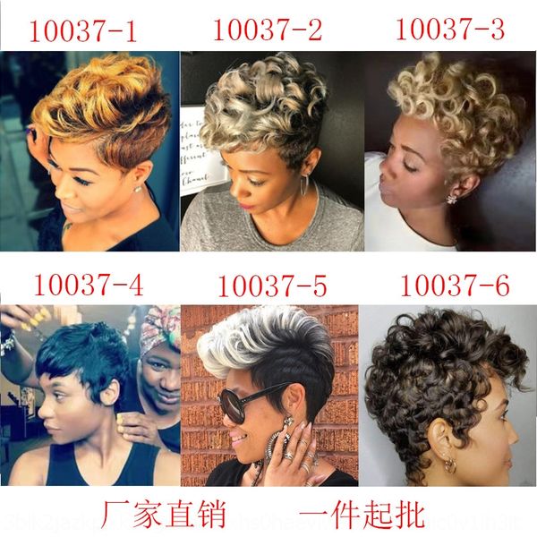 

zf8yy 2020 new popular short curly headdress chemical fiber headgear 2020 new popular short curly headdress wig wig chemical fiber headgear, Black