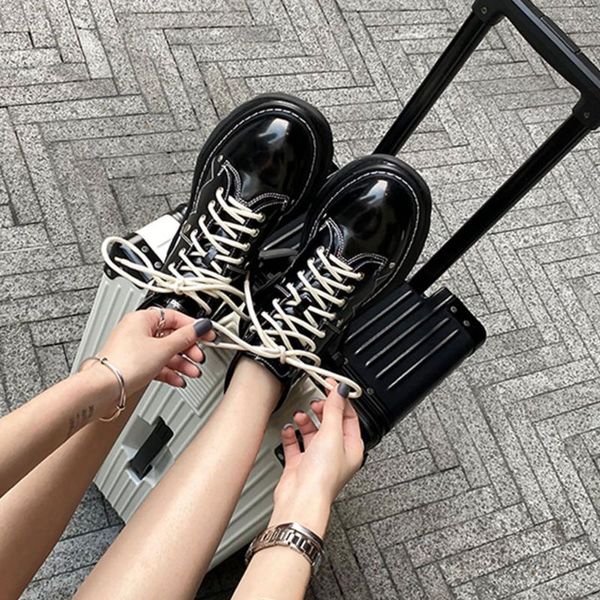 

rosetic 40 thick fleece winter boots women white black gothic lace up platform causal motorcycle short snow boots 2021