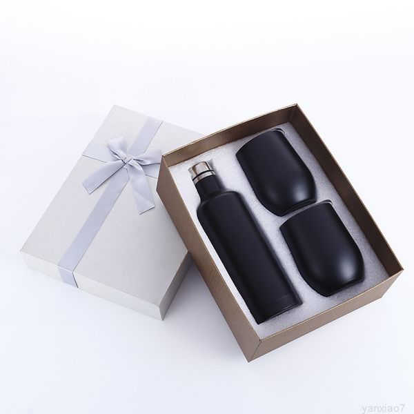 

500ml bottle 12oz egg-shaped red wine tumbler double stainless steel vacuum glass gift box set of water cup a05