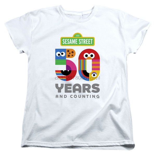 

улица сезам женская футболка 50th anniversary логотип белый tee на заказ graphic tees tee shirt спорта толстовка с капюшоном толстовка