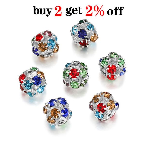 

30pcs/lot copper plated glass rhinestone ball bead imitate crystal round spacer loose beads for bracelet jewelry making bbytoq