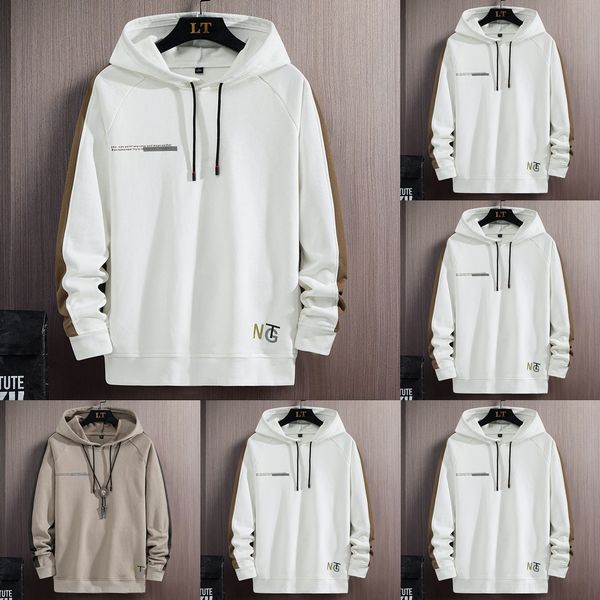 

nbf5i 2020 autumn and round new fashion brand men's hooded sweater winter neck loose youth pullover sweatert-shirt sweaterpullover t-s, Black