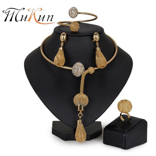 

mukun fashion african beads jewelry set exquisite brand dubai gold-color jewelry set nigerian wedding bridal sets design, Silver