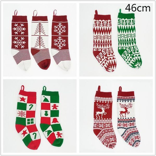 

christmas decorations 2pieces knitted socks decoration gift bag jacquard hanging candy1