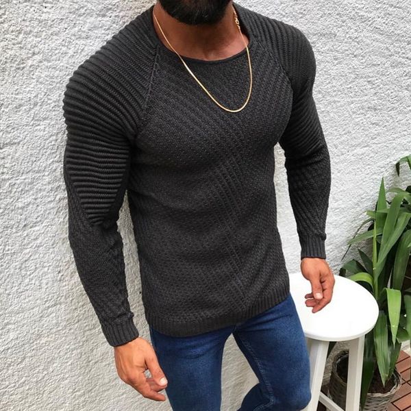 

mens slim casual sweater personality fashion woven stitching pullover thick sweater male autumn winter solid warm 201026, White;black