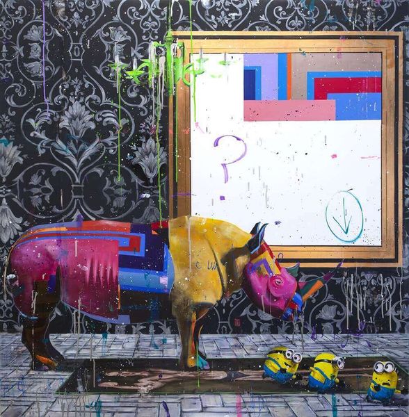 

angelo accardi what's happened to the rhino home decoration oil painting on canvas wall art canvas pictures for living room 201003