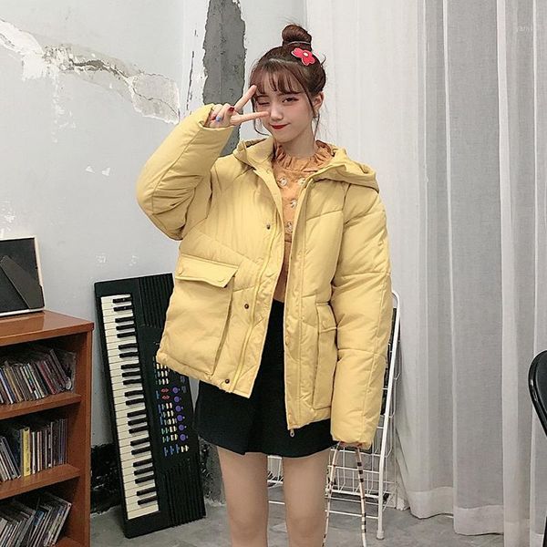 

2020 new autumn winter jacket women oversize hooded short parkas mujer female warm thick short coat korean ladies outwear1, Black
