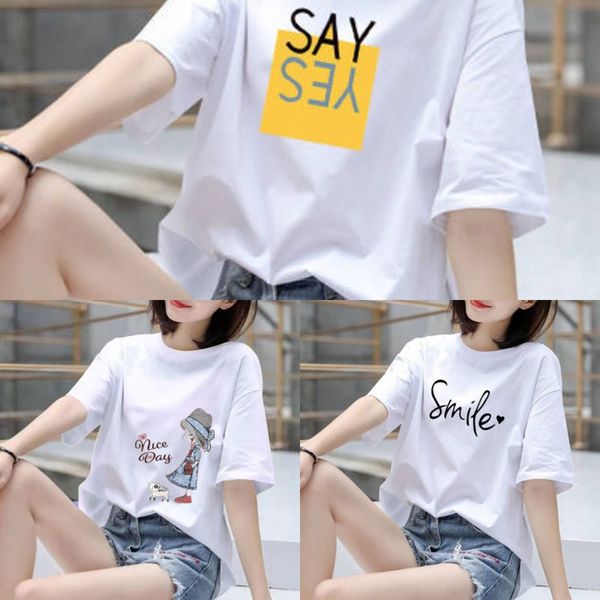 

4cvz7 on t-shirt sweaterclothes sweaterblood 2020 short sleeve summer and korean version of women's cotto wearsweaters loose clothes t, White