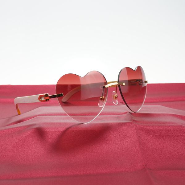

heart shape natural wood sunglasses men rimless black white buffalo horn sun glasses for summer driving pink shades oculos gafas, White;black