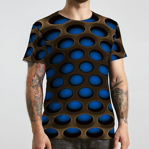 

men's tee t shirt 3d print graphic prints geometry plus size round neck casual daily print short sleeve basic designer big and tall bl, White;black