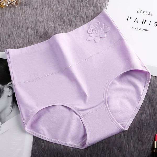 

cotton women's panties elastic soft large size xxxl embossed rose ladies underwear breathable high waist briefs, Black;pink