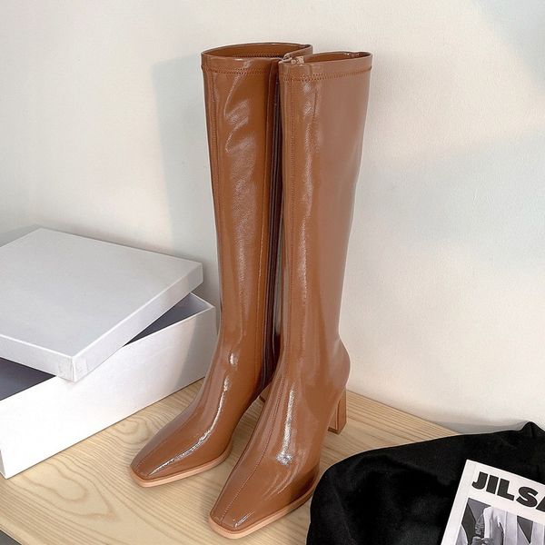 

2021 new -autumn women's high-quality high-heels black knee boots woman party shoes 67zy
