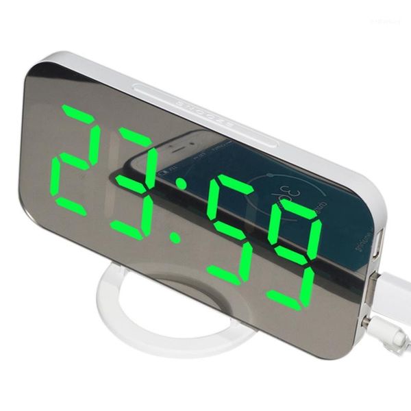 

digital alarm clock led mirror clock multifunction snooze display time night lcd light table deskreloj despertador usb cable1