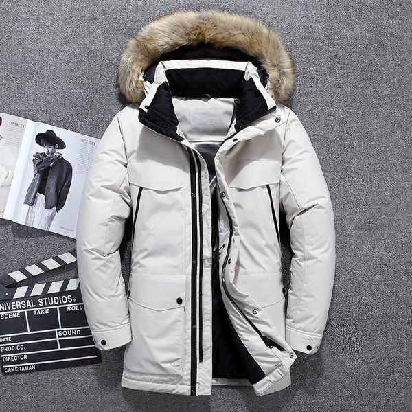 

2020 new -40 degrees white duck down jacket men thick winter big fur collar warm parka waterproof windproof1, Black