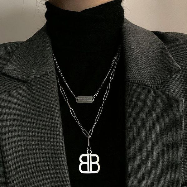 

chains fashion double layered letter b necklace female clavicle chain wild, Silver